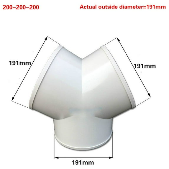 Y Splitter Piece 100/150/200mm Ventilation Duct Three Way Coupler Fan Connector 3-Way Splitter for Ventilation Tube ABS fitting