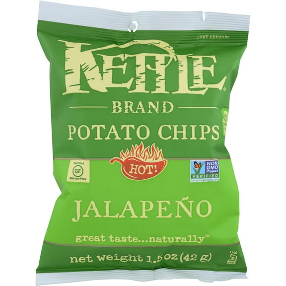 Pack of 24, Kettle Brand Jalapeño Kettle Chips, 1.5 oz