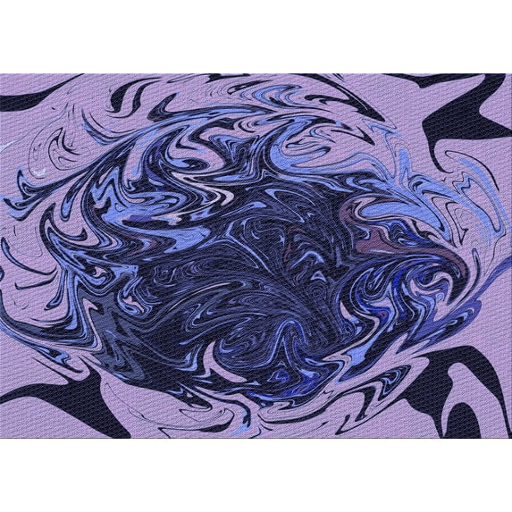 Ahgly Company Machine Washable Indoor Rectangle Transitional Blue Area Rugs, 7' x 10'