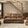 thumbnail image 3 of Sunset Trading Charleston 86" Top-Grain Leather Sofa in Chestnut, 3 of 5
