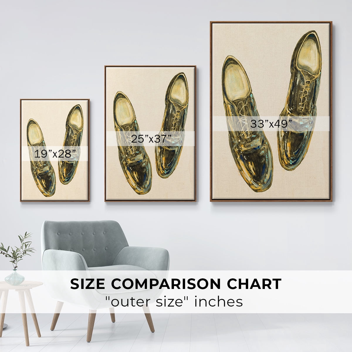 The Shoe Fits I V1 Framed Premium Gallery Wrapped Canvas - Ready to Hang - 25 x 37 - Walnut Floating Frame