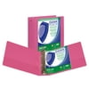 Samsill Clean Touch 4" Round Ring View Binder Protected by Antimicrobial Additive, Pink