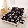 thumbnail image 2 of Erosebridal Black Pink Bow-tie Girls Full Size Sheets, Princess Style Bed Sheets, 4pcs, 2 of 5