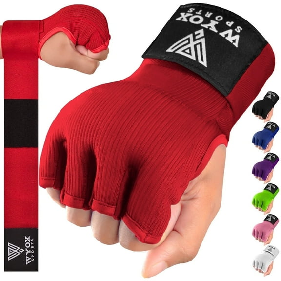 WYOX Gel Boxing Hand Wraps Inner Gloves for Men & Women –Padded Quick Wraps with 80cm Wrist Straps for Muay Thai, MMA, Kickboxing, & Martial Arts – Breathable Fingerless Workout Gloves
