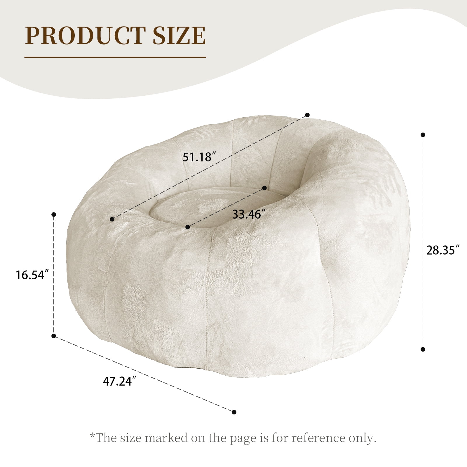 MOONMISS Round Floral Bean Bag Chair Large Soft Body-Contouring Lounger for Living Room Bedroom,Beige