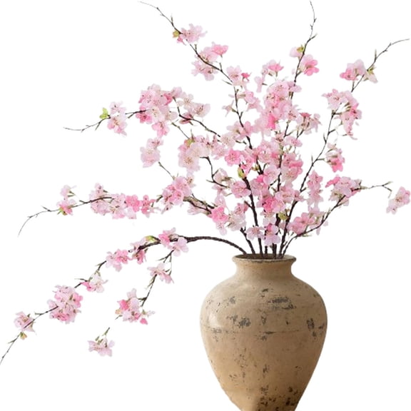 Heyingu 6Pcs Cherry Blossom Branches 29 Inch Faux Cherry Blossom Stems Artificial Flowers Leaves Bouquet Decorations for Tall Vases Spring Home Decoration(Pink)