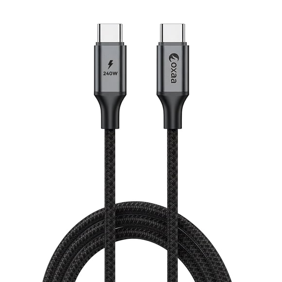 OXAA USB C to USB C Braided Fast Charging Cable 240W,(2m/6.6ft), Nylon Charger Cord with Smart E-Marker Chip, Aluminum Connectors & 480Mbps Data Transfer for Phones, Tablets & Laptops