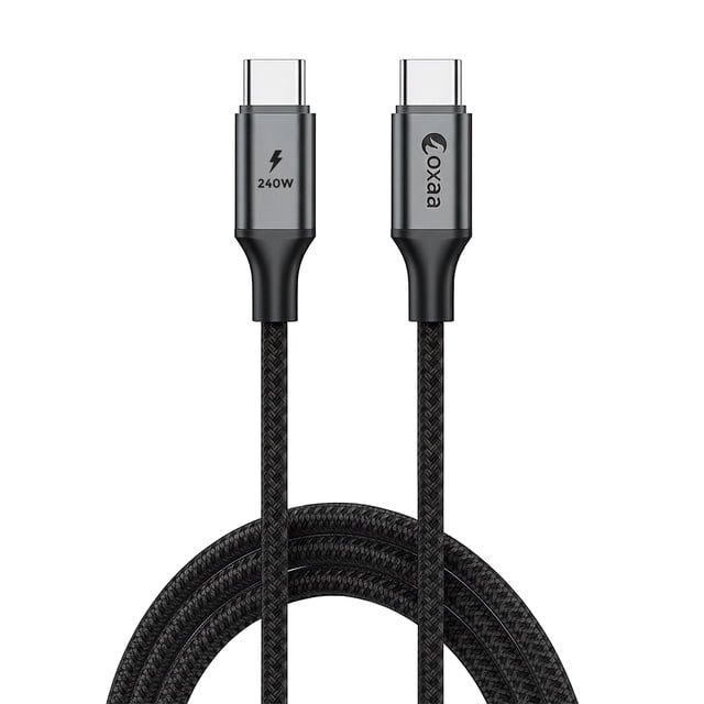 OXAA USB C to USB C 240W Magnetic Fast Charging Cable 2-Pack (2m) | 6.6 ft Nylon-Braided Cables with E-Marker Chip, Magnetic Cable Management & 480Mbps Data Transfer