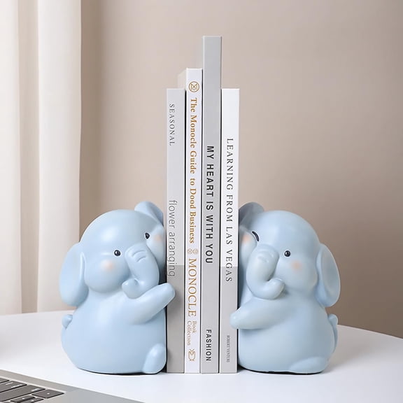 Cute Hug Elephants Decorative Bookends, Unique Book Ends to Hold Books Creative Resin Book Holder Stopper for Home Office Desk Bookshelf Decoration