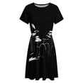 thumbnail image 4 of Drum Kit Black And White Dress Fashion Beach Short Sleeve Dresses Female Party Printed Sundress, 4 of 7