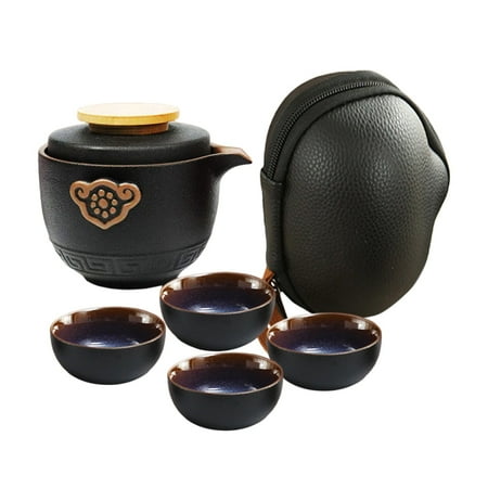 

Ceramic Tea Pot Set Chinese Teapot Porcelain Teacups with Tea Infuser Portable Bag for Outdoor Picnic - Package A