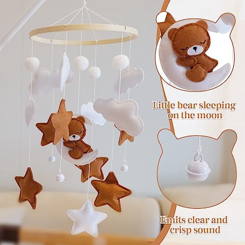 HYPERLIVING Baby Crib Mobile - Bear Mobile for Crib, Felt Cloud Nursery for Boys and Girls, Baby Bassinet Mobile Toy - Shower Set for Infant Bedroom Hanging Decoration