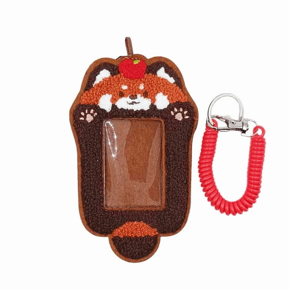 Cute Embroidery Animal Red Panda Credit Card Holder Case Bag Purse Charm