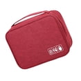 thumbnail image 4 of Travel Electronics Bag, Oxford Cloth Data Cable Storage Bag Separate Storage Adjustable  for Office Wine Red, 4 of 8