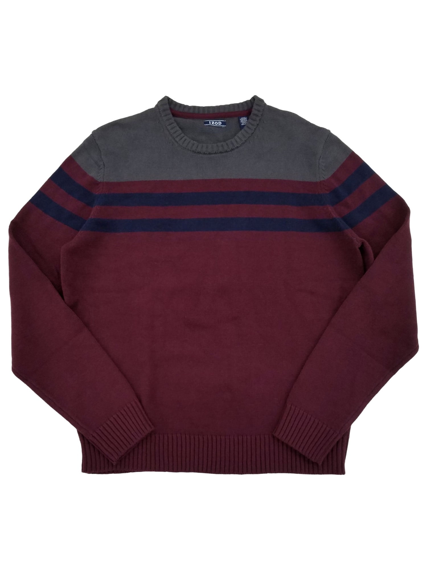 IZOD Mens Burgundy Gray \u0026 Blue Stripe 