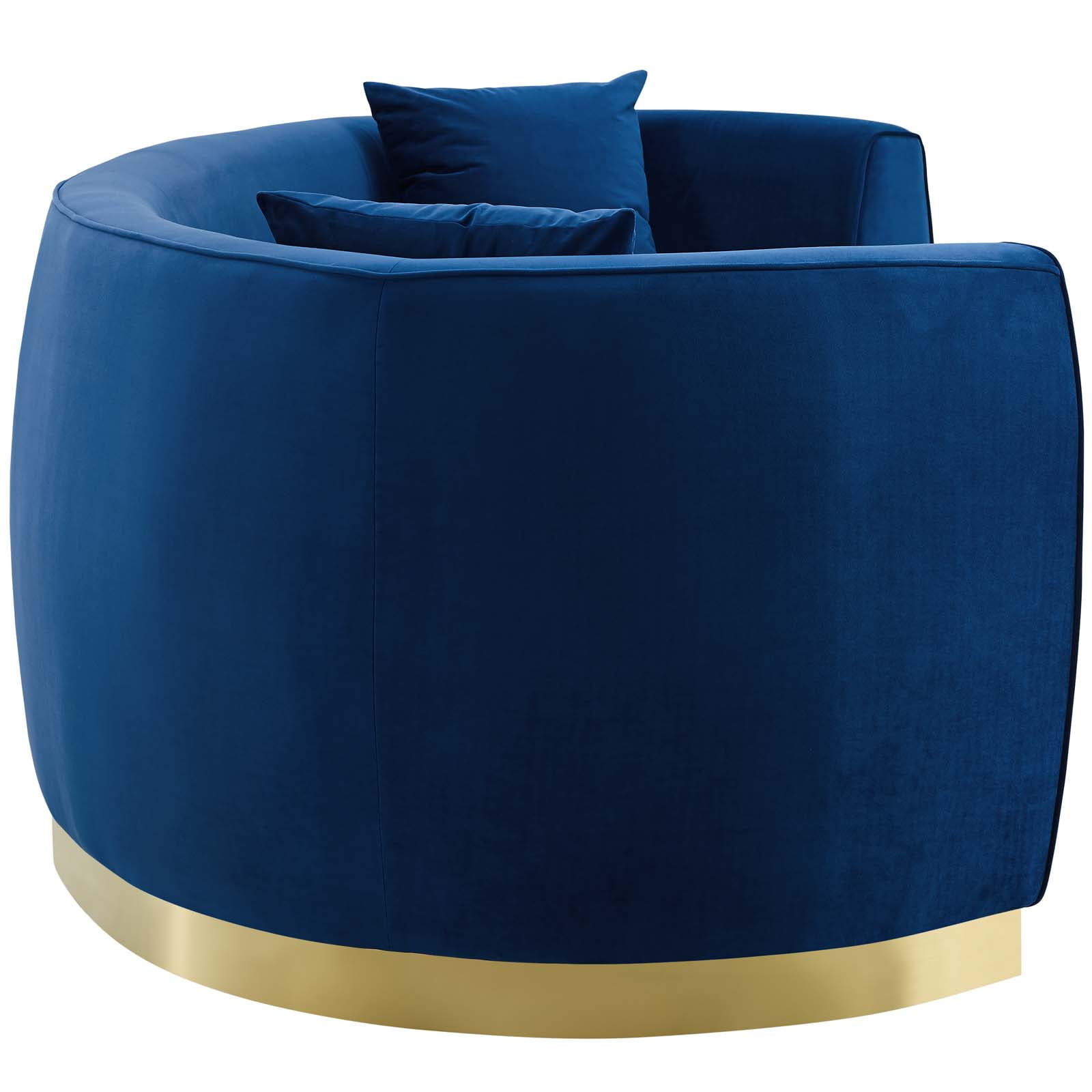 Modway Resolute Curved Performance Velvet Stainless Steel Sofa in Navy