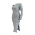 thumbnail image 2 of Robe Fendue à Manches Longues Ajourées Décontractée pour Femmes Look Moulant de Fête, 2 of 5