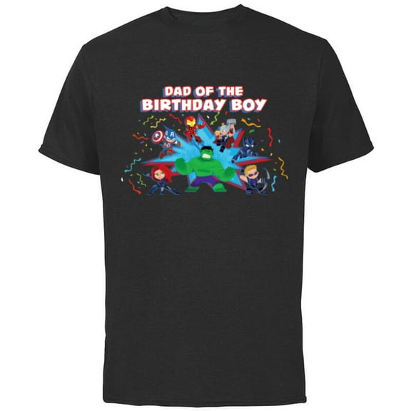 Marvel Avengers Toony Family Party Dad of the Birthday Boy - Short Sleeve Cotton T-Shirt for Adults - Customized-Black