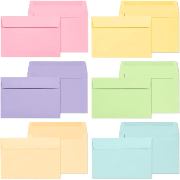 Invitation Envelopes, 120-Pack 4x6 Envelopes for Invitations, Pastel Colored Envelopes, A4, 4 1/4 x 6 1/4 Inches, 6 Colors