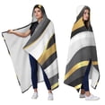 thumbnail image 2 of Wearable Blanket,Black White Gold Wave Marble Hooded Wearable Sherpa Blanket for Adults & Teens,Winter Poncho Shawl Wrap Cape Thick Warm,60"x80", 2 of 5