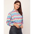 thumbnail image 3 of Moomaya Chic Stripe Folded Band Neck Top - Long Sleeves, Regular Fit Office Wear, 3 of 9
