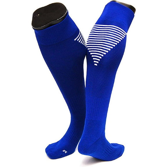 Lovely Annie Big Boy's 1 Pair Knee High Athletic Sports Socks Size L/XL XL0026-01(Blue w/White Strip)