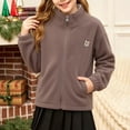 thumbnail image 5 of Kids Fleece Jacket Winter Stand Collar Zip Up Coat Long Sleeve Cute Bear Embroidered Outerwear Daily Casual School Outwear for Boys Girls, 5 of 6