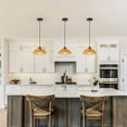 thumbnail image 3 of 1-Light Pendant Light with Ruffled Glass Shade, E26 Base, 10.63" Hanging Light for Farmhouse, Kitchen Island & Living Room, 3 of 8