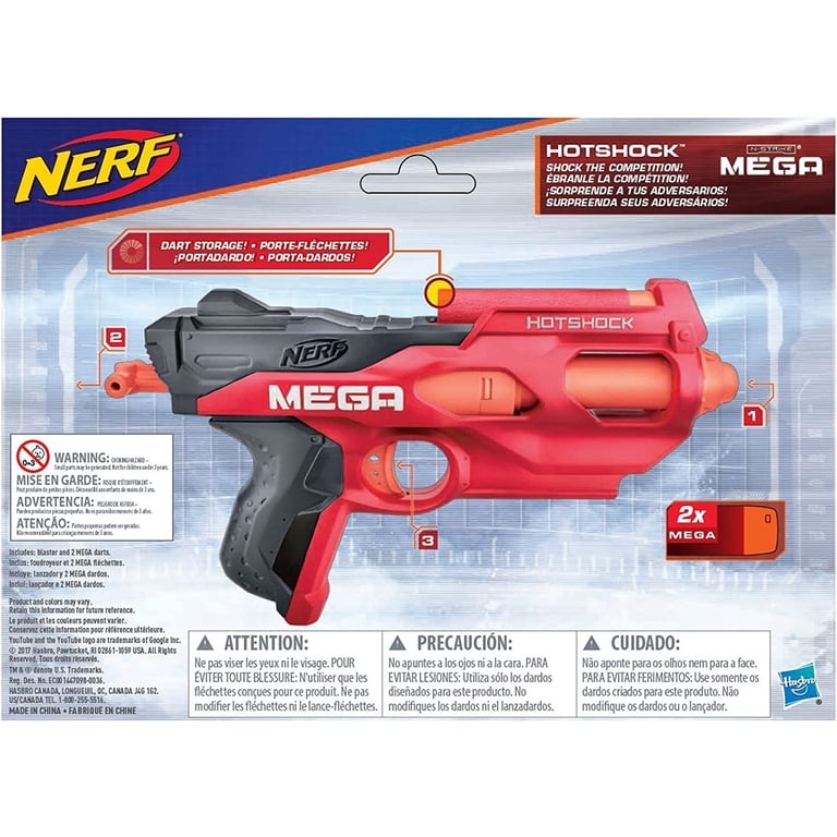Nerf N-Strike HotShock Red, Mega Blasting, Ages 8+, Blasters