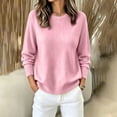 thumbnail image 2 of Edvintorg Womens Sweater Long Sleeve Loose Knit Sweaters Crew Neck Casual Pullover Top Plus Size Fashion Clothing Pink XXXL, 2 of 7