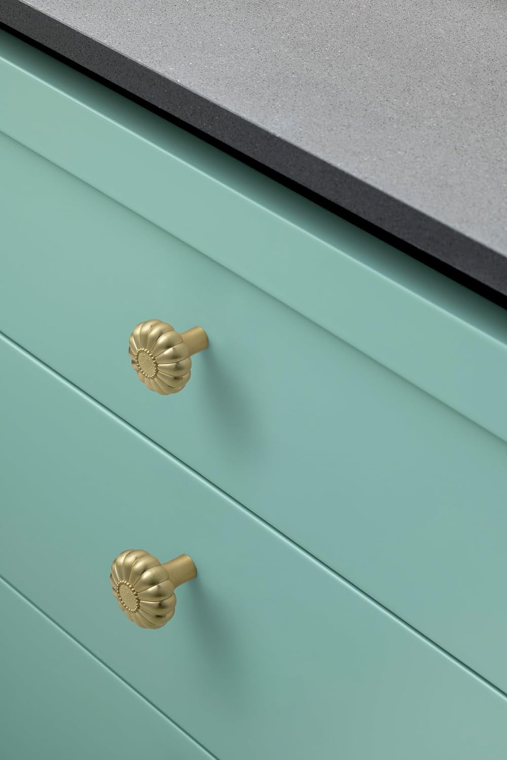 Goo-Ki 12 Pack Elegant Golden Bloom Brushed Brass Cabinet Knobs, Drawer Pulls for Kitchen, Dresser Cabinet Hardware, 1-1/4 Inches Diameter Handles