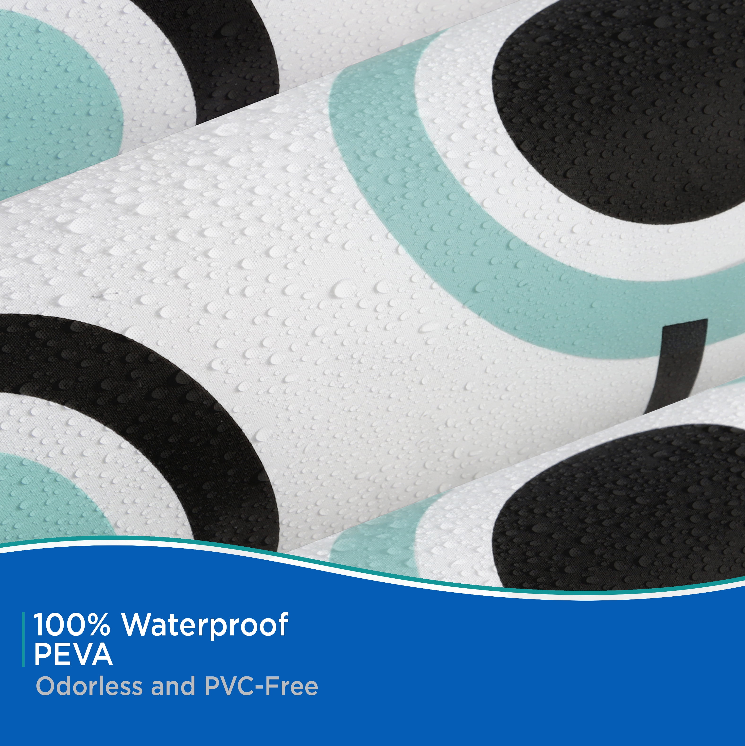 Kenney Medium Weight Decorative PEVA Shower Curtain Liner, 70" W x 72" H, Lots of Dots