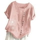 thumbnail image 4 of Camisa de mujer con botones, blusa informal de manga corta con cuello redondo, rosa, L Methold AP001735-03, 4 of 7