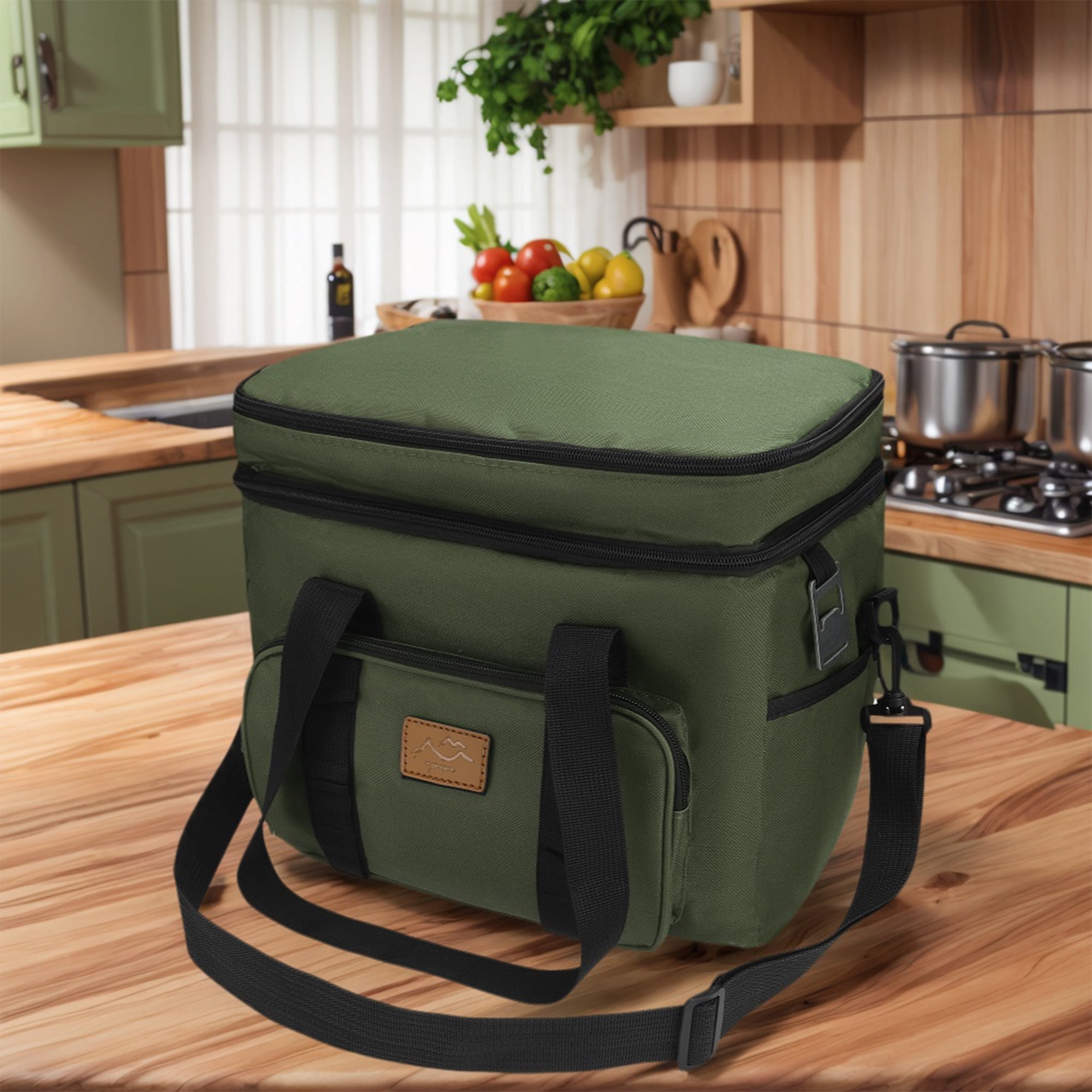 Unique Bargains Reusable Leakproof Lunch Bag for Office, Beach Green