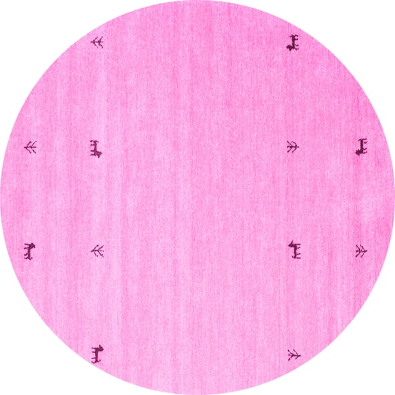 Ahgly Company Indoor Round Solid Pink Modern Area Rugs, 6' Round