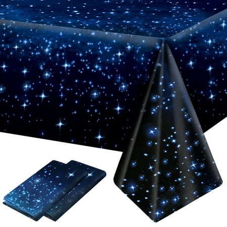 

Joyberg 2 Pack Space Tablecloth Plastic Galaxy Table Cloth All Printed Starry Sky Waterproof Oil Proof Galaxy Party Tablecloth Star Tablecloth (54 x 108 )