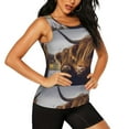 thumbnail image 2 of Xecao Yak print women's scoop neck, loose-fit workout tank tops for the gym., 2 of 9