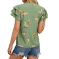thumbnail image 4 of ZXSXSY Women's Animal Print V Neck Ruffle Short Sleeve Blouse, 4 of 7