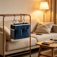 thumbnail image 5 of AYktou Bedside Caddy, Bedside Storage Bag Hanging Organizer for Dorm Bed Rail, Large Capacity Bed Caddy with Hooks, Canvas Hanging Bed Storage Bag with Water Bottle Holders for Tissue Phone Remote, 5 of 8