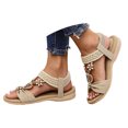 thumbnail image 3 of IWRICH Womens Low Wedge Sandals Arch Support Summer Beach Shoes Comfort Walking Bohemian Footwear Beige 7, 3 of 5