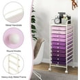 thumbnail image 5 of VibrantEcho 10-Drawer Rolling Storage Drawer Cart, Utility Cart with Removable Drawers & Metal Frame, Mobile Art Craft Drawer Cart with Lockable Wheels for Home, Office, Studio, Purple Gradient, 5 of 14