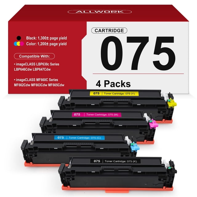 Set de 4 Cartuchos de Tóner ALLWORK 075 para Impresoras Canon
