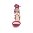 thumbnail image 6 of BLISSFUL STEP Women's Shoes Stiletto High Heel Ankle Wrap Tie Open Toe Faux Suede Sandals Hot Pink 8, 6 of 7