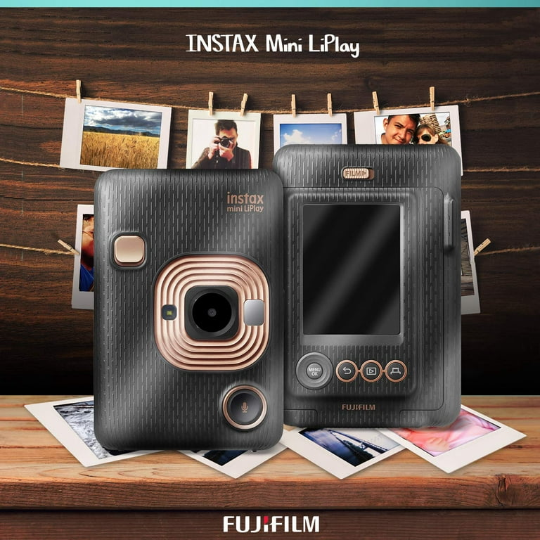 Fujifilm Instax Mini LiPlay Hybrid Instant Camera Elegant Black + Fuji  Instax Film Value Pack (40 Sheets) 32GB Accessories Bundle 5 Plastic Desk