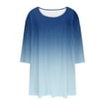 thumbnail image 6 of HUJlwoi Gradient Tops for Women Pleated Oversized Trendy Shirts 3/4 Sleeve Summer Spring Tees Loose Fit Casual Vacation Round Neck Clothes, 6 of 6