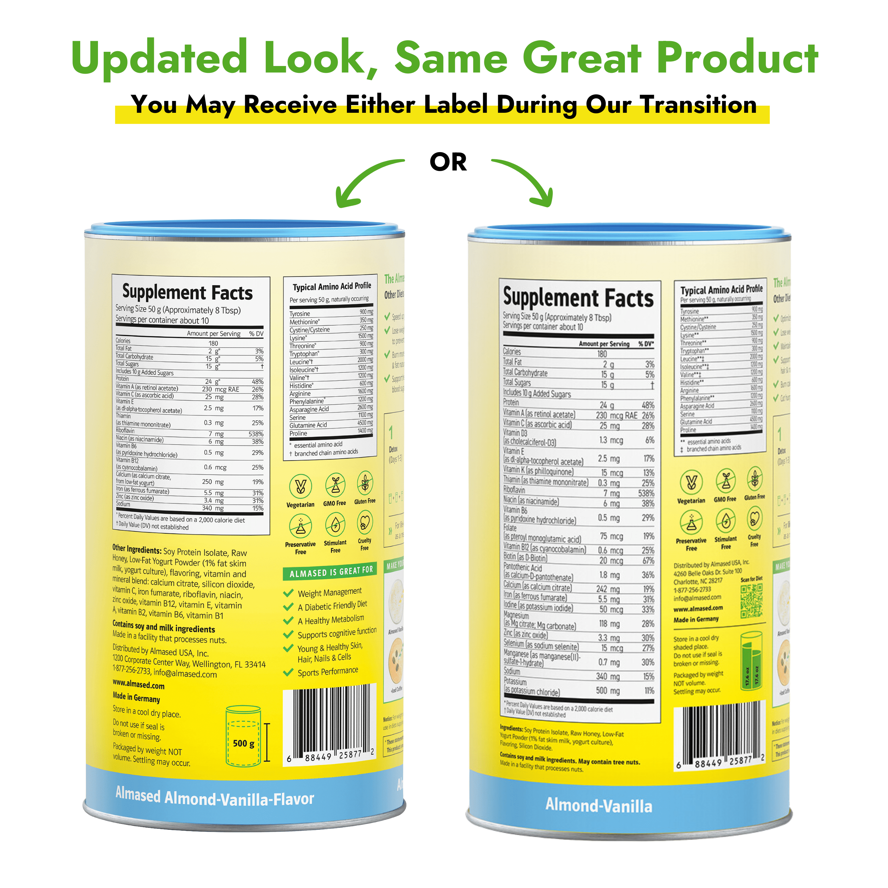 Almased Vanilla Diet Mix Meal Replacement Protein Shake for Weight Loss, 3 Pack