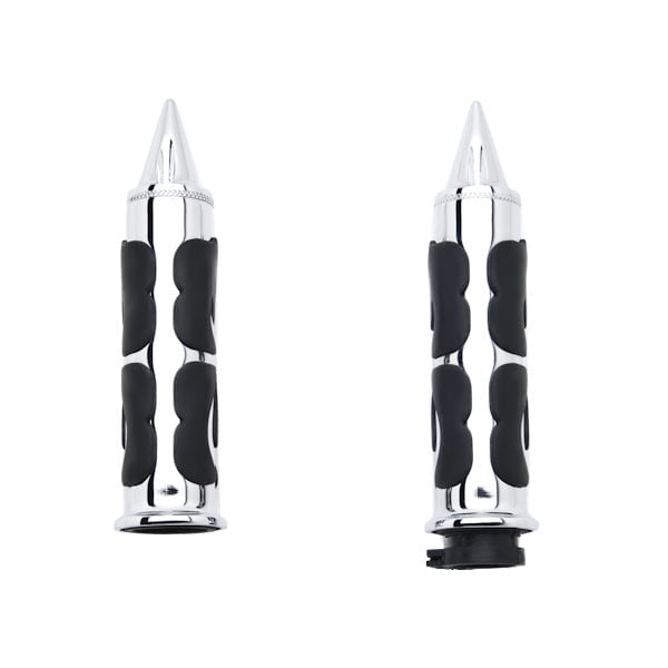 Krator HG007 Chrome Billet Hand Grips Black Flame Set Stilleto End Fits 1 Handlebars Bar Krator HG007 Chrome Billet Hand Grips Black Flame Set Stilleto End Fits 1 Handlebars Bar
