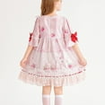 thumbnail image 5 of SERTG Girls Strawberry Print Short Sleeve Dress with Bow Cottagecore Storybook Oktoberfest Skirt Outfit for Kids 4-12 Years(Pink,5 Years), 5 of 9