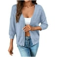 thumbnail image 2 of BSDJILFG Summer Lightweight Cardigans for Juniors Long Sleeve Soft Knit Shirt Breathable V-Neck Button Up Open Front Sweaters, 2 of 6