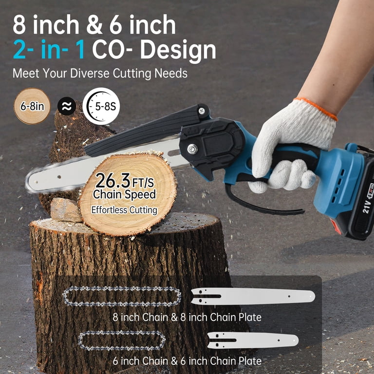Sentryse Mini Cordless Chainsaw, 6" & 8" Two-in-One photo 6